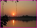 Beau coucher de soleil sur le Mekong  Vientiane